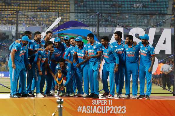 Indian team celebrates their victory in the 2023 Asia Cup.