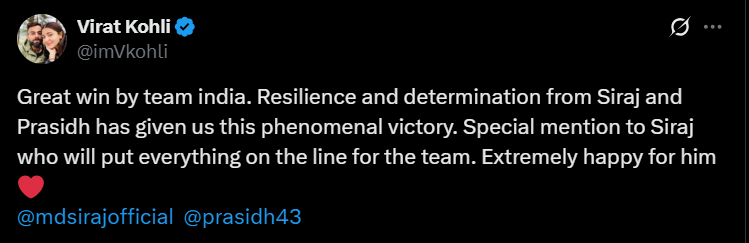 ​Virat Kohli Tweet